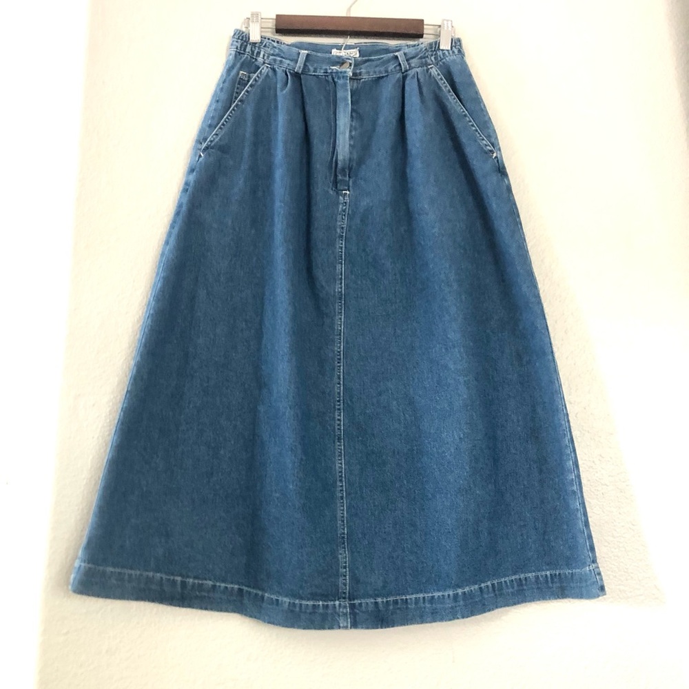 L.C. ISAACS Blue Denim A-Line Maxi Skirt